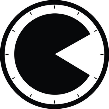 Black and white circular clock face with pie chart segment circle