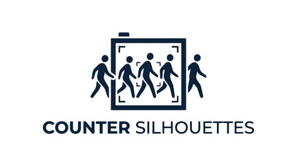 Fototapeta premium A camera captures the silhouettes of five people walking, representing a counter-surveillance concept.