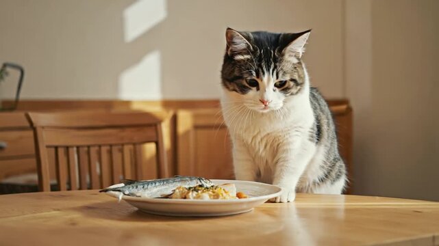Cat eating fish.