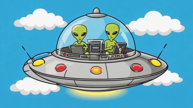 Alien in a flying saucer.