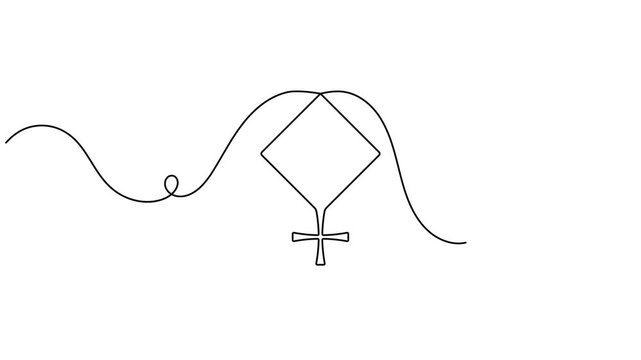 Continuous single line animating a Pallas asteroid symbol astrology sign minimalist monoline mythology documentaries and educational astronomy science clips motion graphic moving on white background