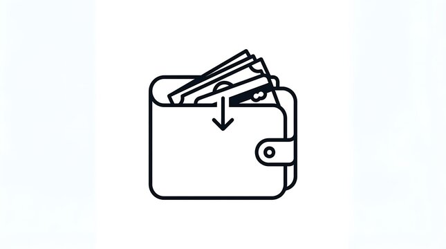Wallet Icon with Cash and Inward Arrow Representing Income