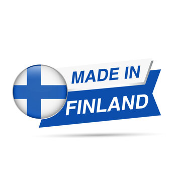 Made in Finland Label with Finland Flag Vector Badge