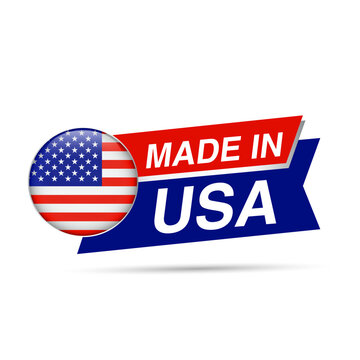 Made in USA Label with USA Flag Vector Badge