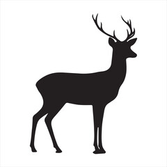 Obraz premium forest deer at dawn vector silhouette line art logo concept illustration