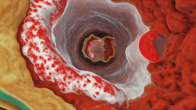 Peribiliary Gland Mucin Plug Trapped in Small Bile Ductule Beneath Transparent Histology Layers for Medical Education