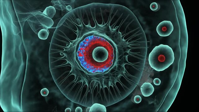 Vestibular Dark Cell Epithelium CGI Showing Ion Particles Within Transparent Inner Ear Anatomy for Medical Education