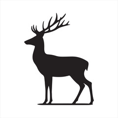 Obraz premium forest deer at dawn vector silhouette line art logo concept illustration