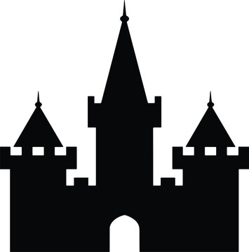 Minimalist black silhouette of a medieval castle with three towers vector illustration EPS PNG file