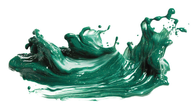 Emerald green paint splash isolated on a white background