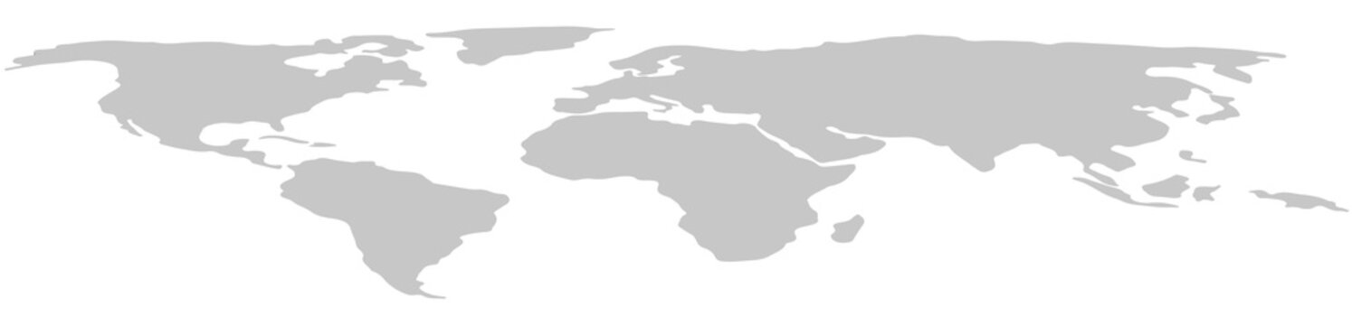 Minimalist World Map Silhouette Vector Illustration, Flat Global Continents Map PNG Isolated