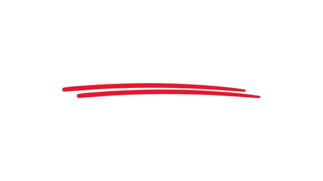 Hand-drawn red scribble underline animation, minimalist brush stroke motion graphic on transparent background for text emphasis and title reveals