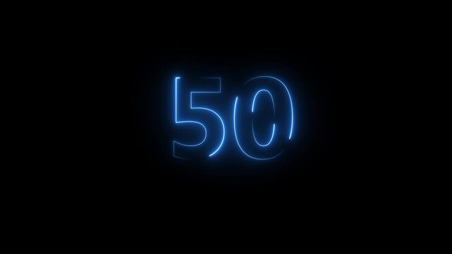 Glowing neon line number 6 text animation on black background. Abstract 6 text number countdown icon animation. 4k stock video