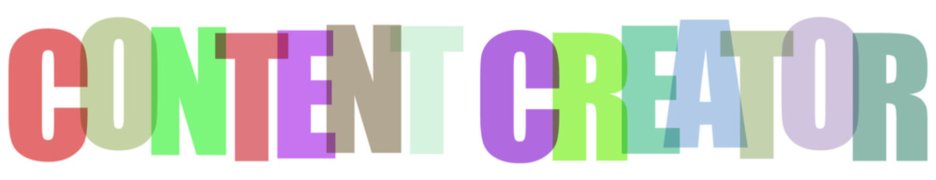 Multicolored text content creator on white background