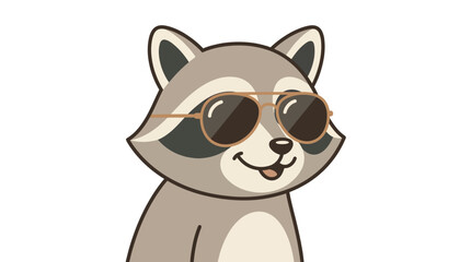 Fototapeta premium Cute cartoon raccoon wearing stylish sunglasses.