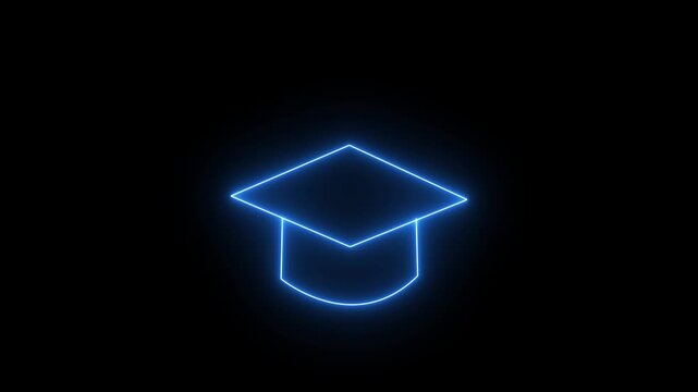neon line Graduation cap icon . Graduation cap icon , line icon animation , Graduation day, graduation cap and diploma line icon animation on background