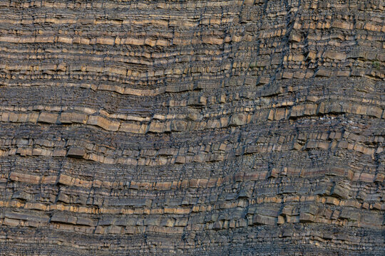 Natural texture of a rough stone quarry wall, Kozy, Poland, Silesian Voivodeship