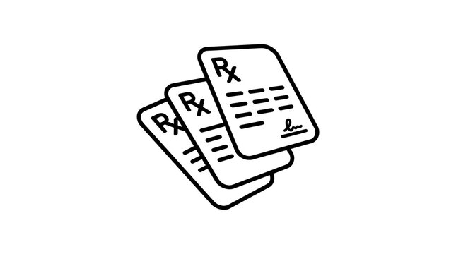 Medical Prescription Rx Icon Line Art Vector