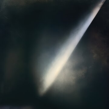 Abstract background with a bright, hazy light beam emerging from a dark, textured space, resembling a comet or celestial phenomenon in the night sky
