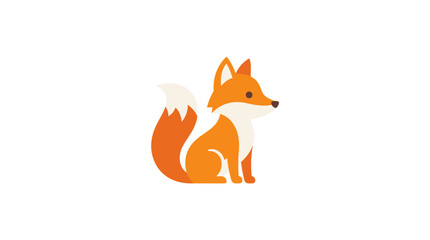 Fototapeta premium Cute stylized flat vector illustration of a sitting fox on a white background.