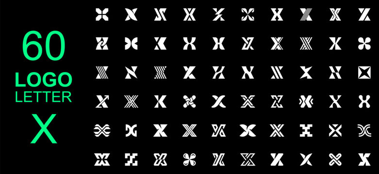 Set of letter X logo. Geometric abstract logos. Icon design