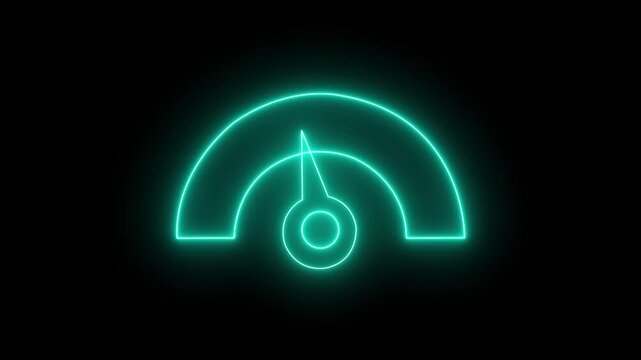 Neon sign Digital speed meter animation. Speed Animation or speed test tachometer, Simple speedometer icon. Risk concept on speedometer.