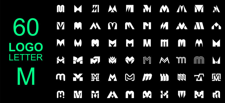 Set of letter M logo. Geometric abstract logos. Icon design