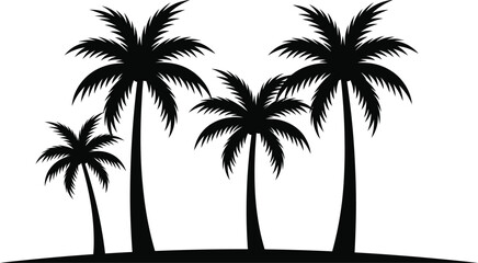 Palm trees silhouette against a white background tropical vegetation design © Rahatuzzaman Khan