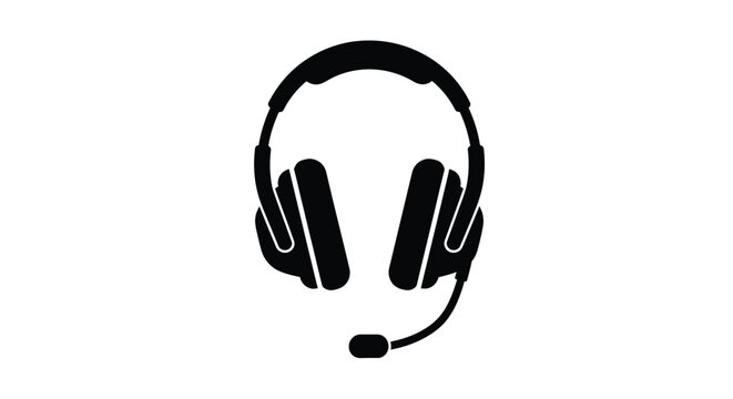 Headset with microphone a black silhouette against a white background silhouette headphones mic microphone audio sound communication