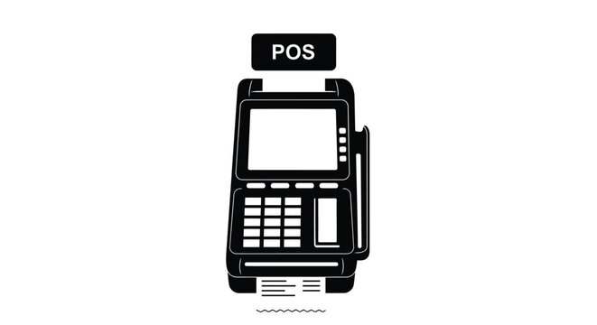 Point of sale terminal with card reader and receipt printer black silhouette pos point of sale checkout retail commerce