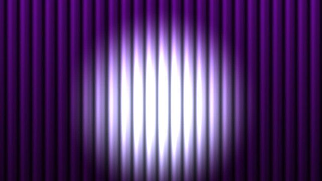 Majestic purple theater curtains closing on green screen, magical side drape reveal with center spotlight and chroma key background for elegant event video transition 4k