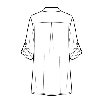 Hand drawn sketch of sheer beach tunic cover up back view.