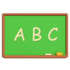 Green Chalkboard with ABC Text Front View 3D