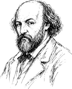Paul C&eacute;zanne French Post-Impressionist Painter and Pioneer of Modern Art Hand-Drawn Ink Vector Portrait Illustration Isolated on Transparent Background
