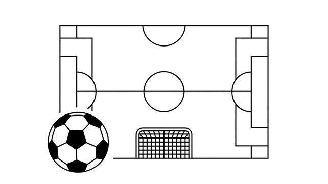 Soccer ball and football field line drawing
