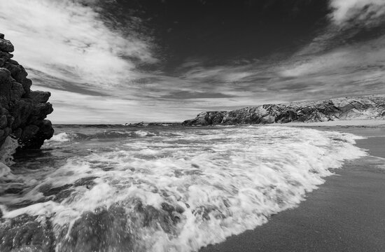 Long exposure picture of Plage de Port Bara on the french atlantic coast.