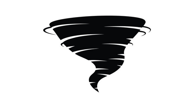 Black tornado shape against a white background a dramatic weather phenomenon silhouette vortex whirlwind cyclone tempest storm