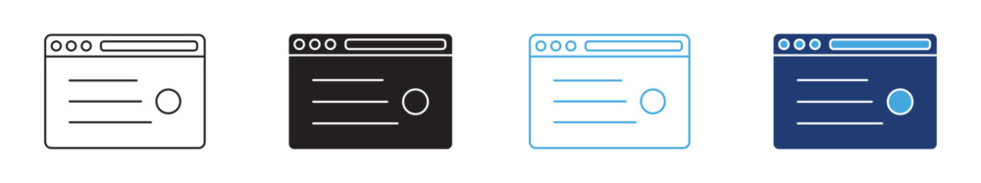 Browser Window Icon in Outline and Solid Vector Collection for Web Interface and Digital Applications