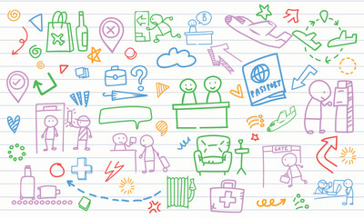 Fototapeta premium Horizontal Lined Paper Airline Service and Shopping Pattern