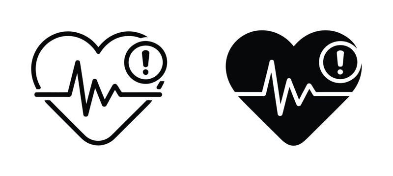 Heart attack medical icon, cardiac emergency and cardiovascular disease symbol for healthcare services, hospital applications and health awareness graphics.