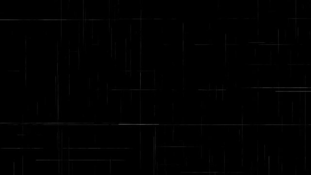 Abstract digital grid line animation, cyberpunk tech glitch matrix background loop for sci-fi overlay, creative neon glowing hud network connection data speed graphic design on black background. 4k
