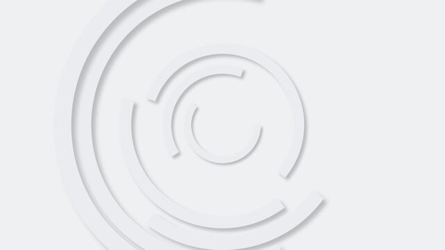 Minimalist white abstract background, with rotating concentric, circles motion clean