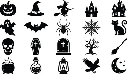 Naklejka premium Halloween icon set spooky vector graphics for parties decorations and digital designs
