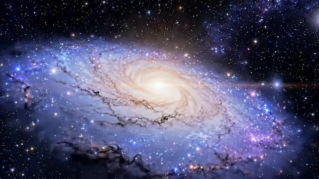 Vibrant spiral galaxy glowing in deep space background