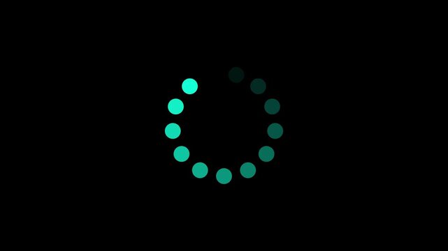 Cyan gradient loading spinner animation, circular progress indicator for ui