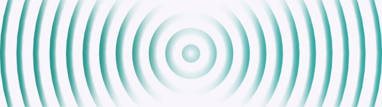 Abstract radio waves background animation featuring smooth concentric circles and expanding signal pulses radiating from a central point. Futuristic wireless communication concept with glowing ...