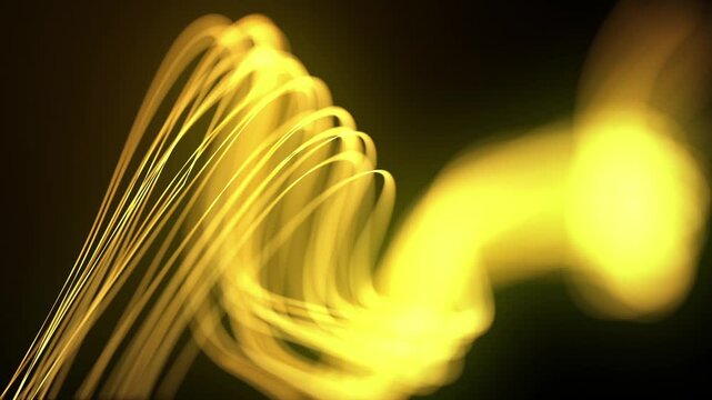 Abstract Yellow Glowing 3d Light Strokes Background animation of an abstract looped wallpaper background of glowing 3d light strokes