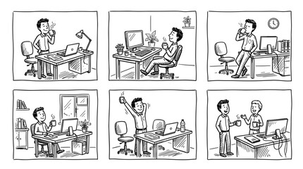 Obraz premium Office worker enjoying coffee breaks and collaboration scenes