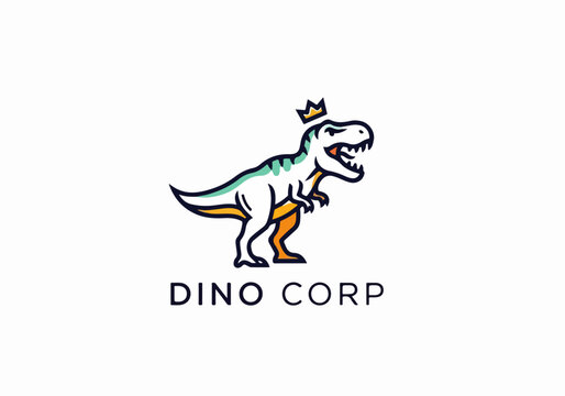Creative T rex logo with prehistoric theme elements