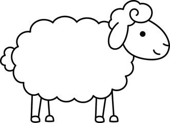 A simple outline drawing of a cute fluffy sheep isolated on a white background © Design Hunter